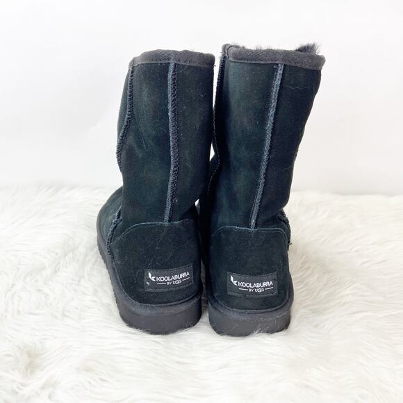 Koolaburra by Ugg 8 Womens Black Suede Short Shearling Boots - Picture 3 of 9